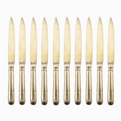 Set di Coltelli in Argento Dorato (10)