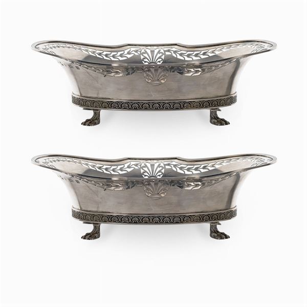 Pair of silver baskets (2)  (Birmingham, 1911)  - Auction FINE SILVER AND ART OF THE TABLE - Colasanti Casa d'Aste