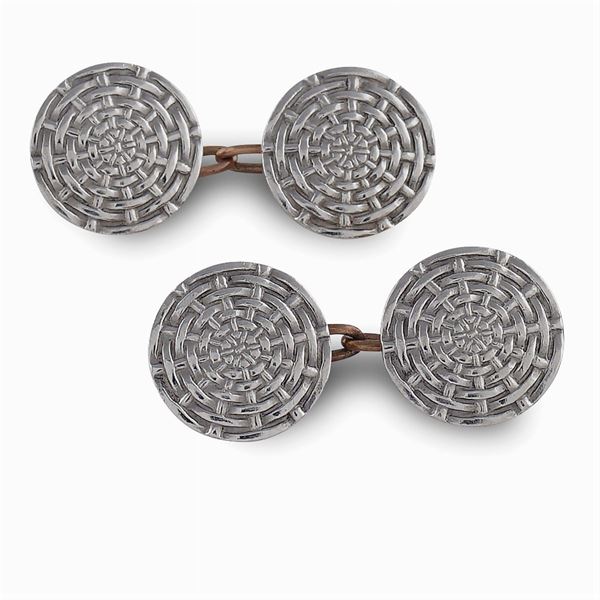 Round platinum and 18kt yellow gold cufflinks  (1940/50s)  - Auction FINE JEWELS  WATCHES FASHION VINTAGE - Colasanti Casa d'Aste