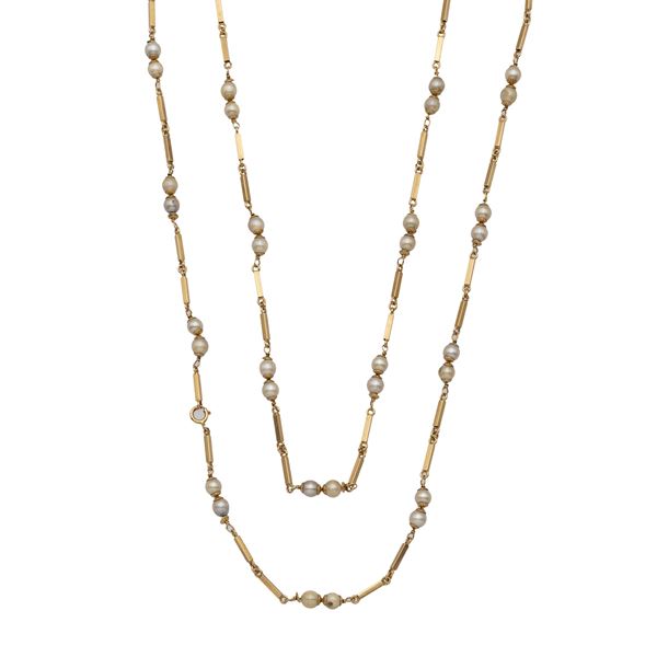 18kt yellow gold and cultured pearls necklace