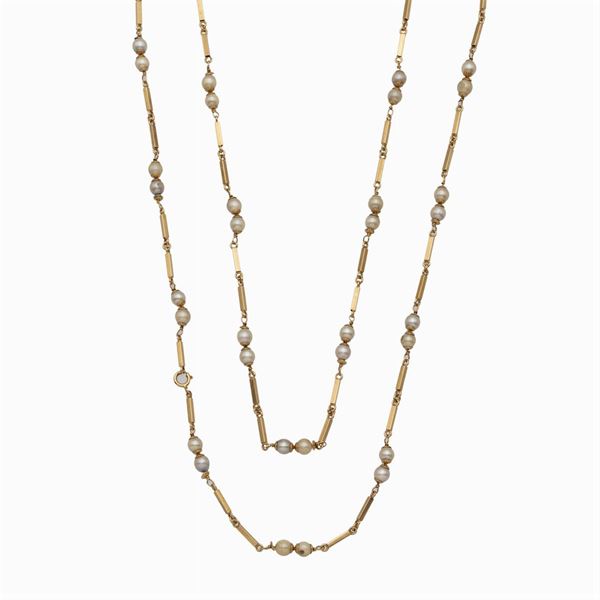 Collana in oro giallo 18kt  e perle coltivate