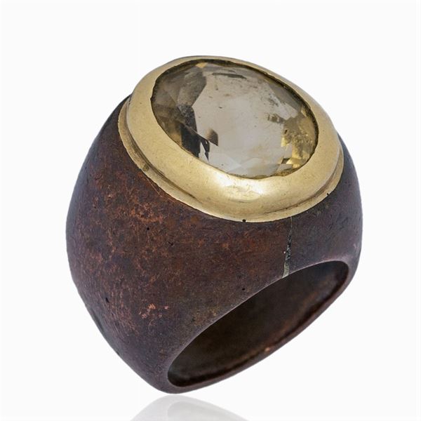 Anello in rame e oro giallo 18kt