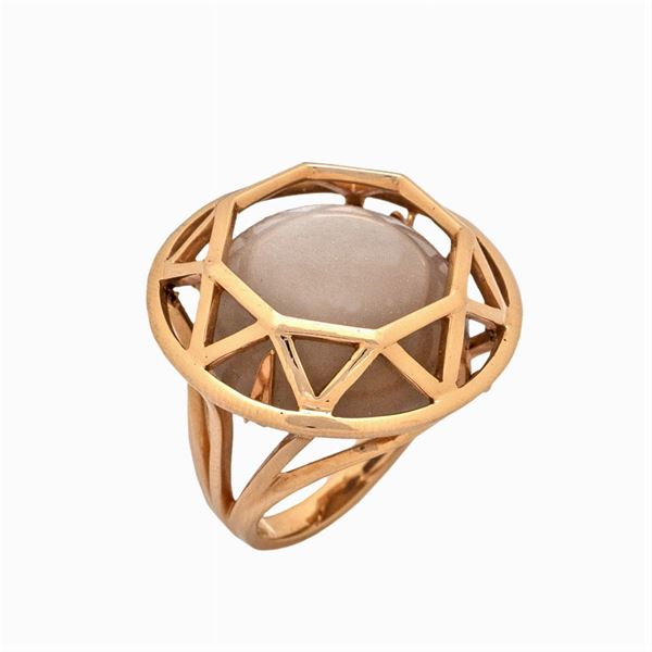 Anello in oro rosa 18kt con pietra di luna  (firmato F. Salini)  - Asta GIOIELLI  OROLOGI  FASHION VINTAGE - Colasanti Casa d'Aste