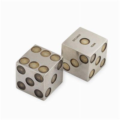 Bulgari, Coppia di Dadi in Argento e Argento Dorato