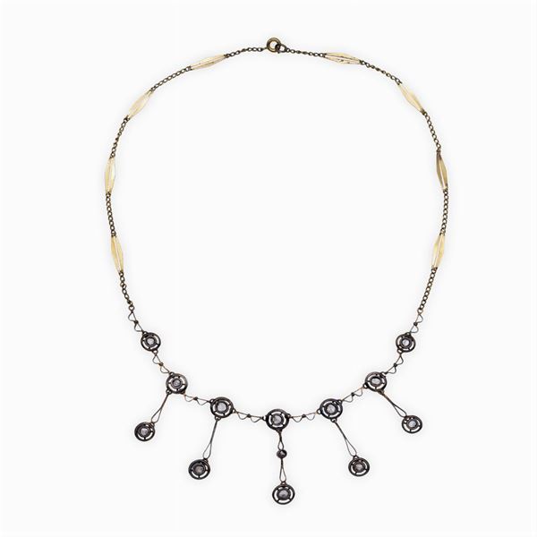 Antique gold and silver necklace with coroné roses  (early 20th century)  - Auction FINE JEWELS  WATCHES FASHION VINTAGE - Colasanti Casa d'Aste