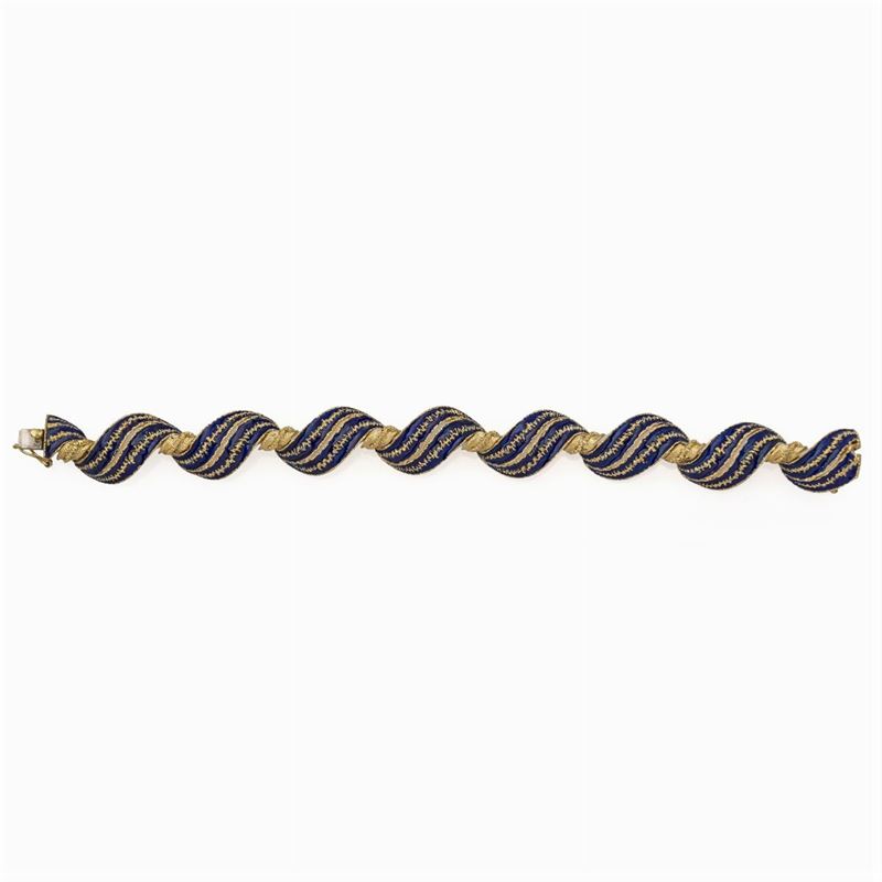 Bracciale Onde in Oro Giallo 18kt con Smalto