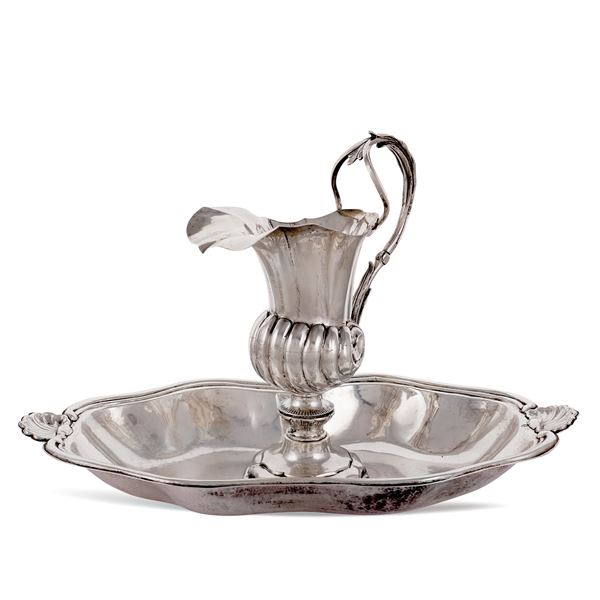 Silver jug with basin