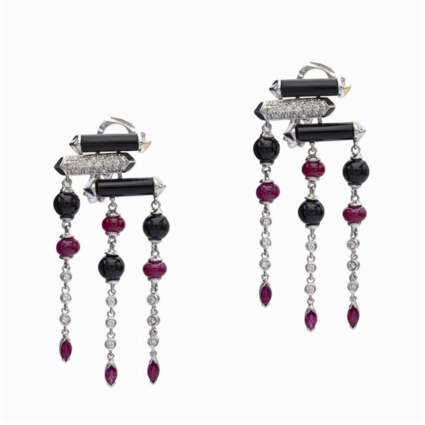 18kt white gold and diamonds pendant earrings
