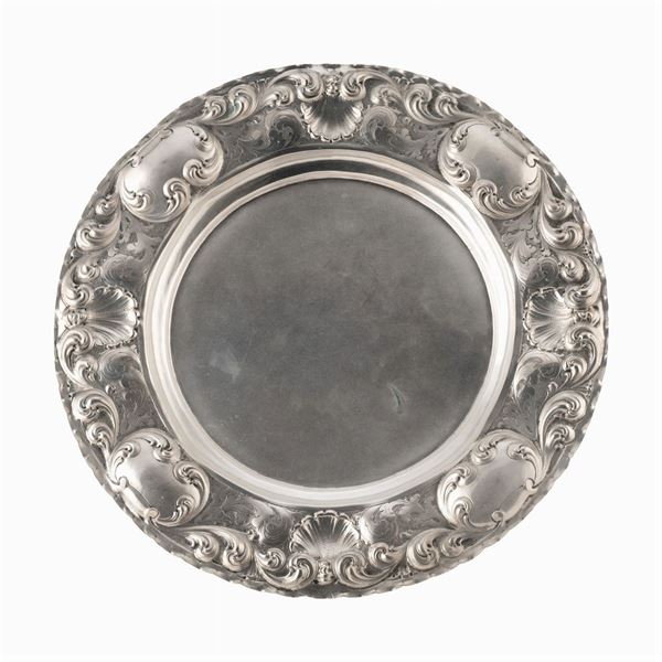 Vassoio circolare in argento, collezione Calderoni, Milano