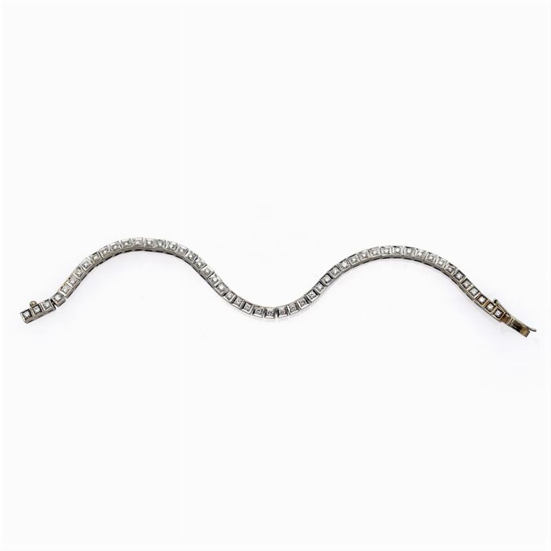Bracciale Tennis in Oro Bianco 18kt e Diamanti