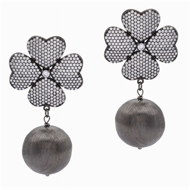 Orecchini Bijou Pendenti Quadrifoglio con Boule