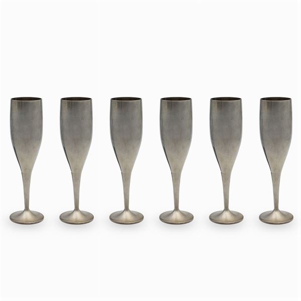 Set of silver flutes (6)  (Italy, 20th century)  - Auction FINE SILVER AND ART OF THE TABLE - Colasanti Casa d'Aste