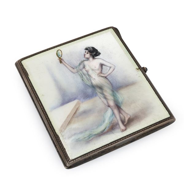 Silver and polychrome enamel snuff box  (USA, early 20th century)  - Auction Fine Silver and the Art of the Table - Colasanti Casa d'Aste