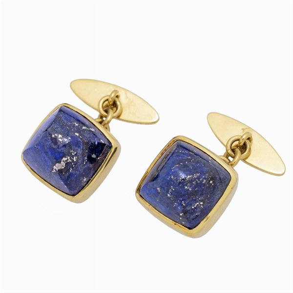 18kt yellow gold and lapislazuli squared cufflinks  (1950/60s)  - Auction FINE JEWELS  WATCHES FASHION VINTAGE - Colasanti Casa d'Aste
