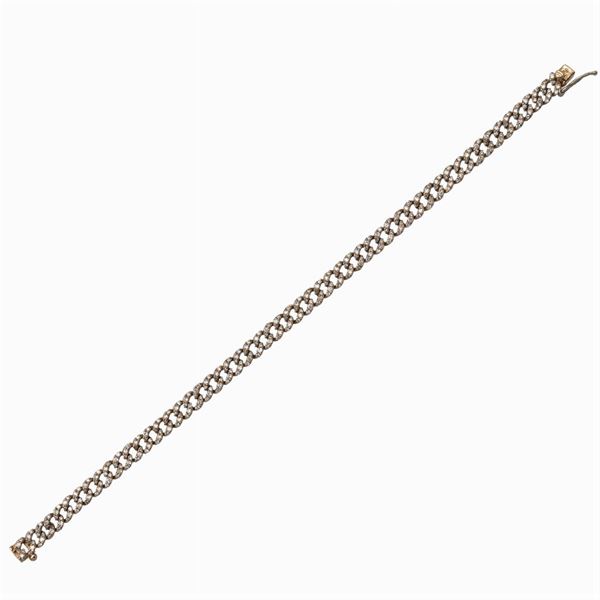 Bracciale maglia groumette in oro rosa 18kt e diamanti