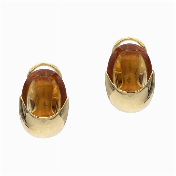 Pomellato, 18kt yellow gold and citrine quartz lobe earrings  (signed)  - Auction FINE JEWELS  WATCHES FASHION VINTAGE - Colasanti Casa d'Aste