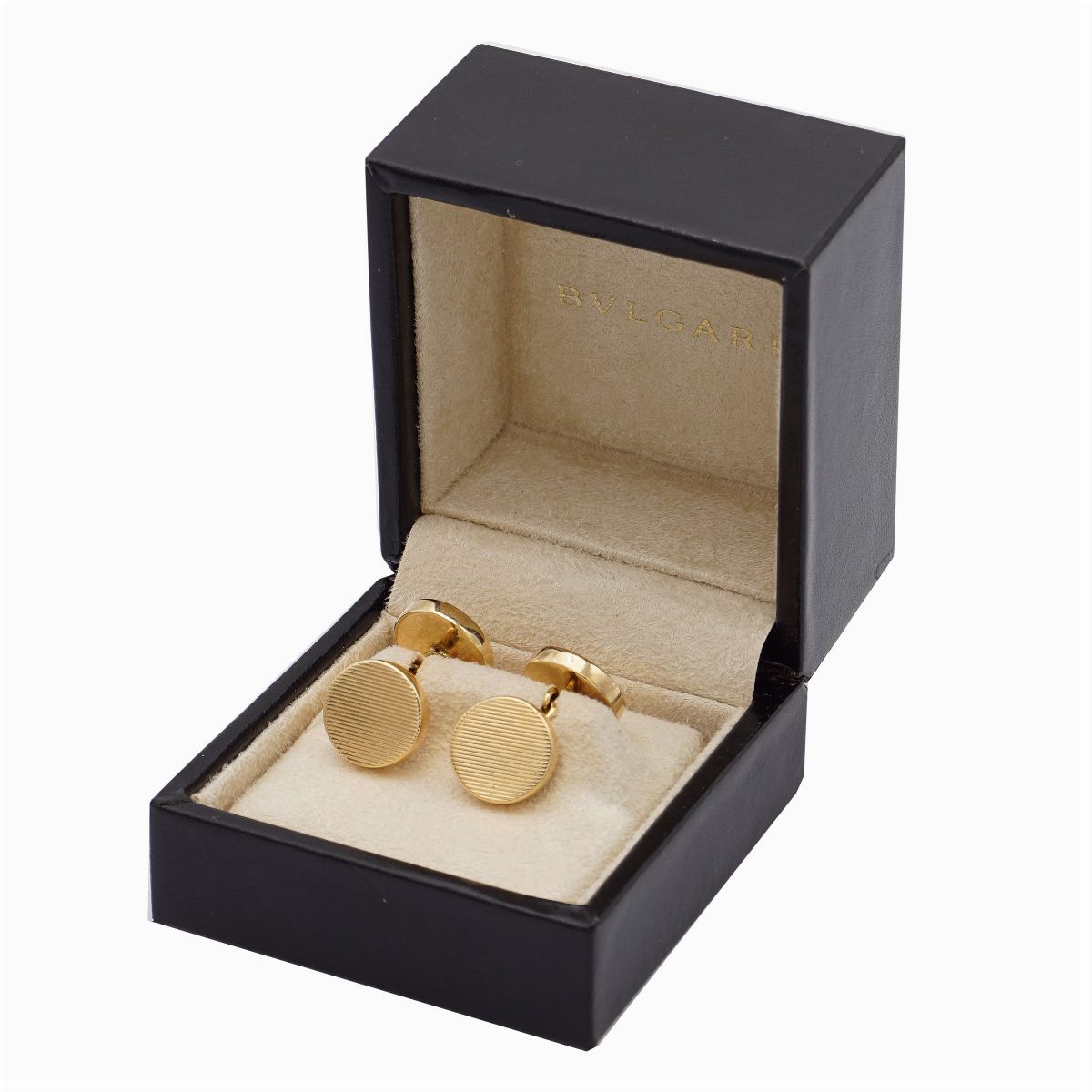 Bulgari, Gemelli Tondi in Oro Giallo Rigato 18kt