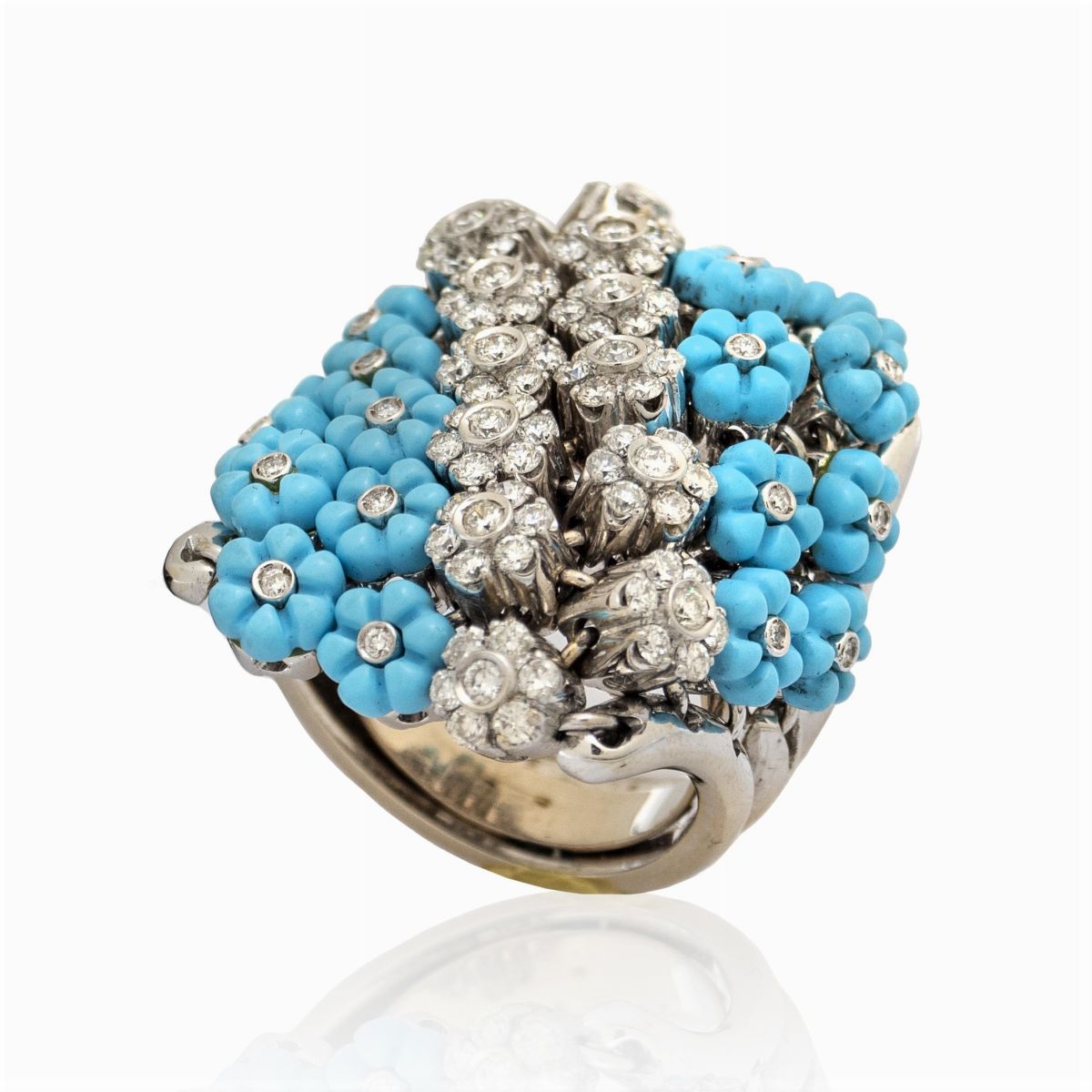 Parure En Tremblant in Oro Bianco 18kt Turchesi e Diamanti