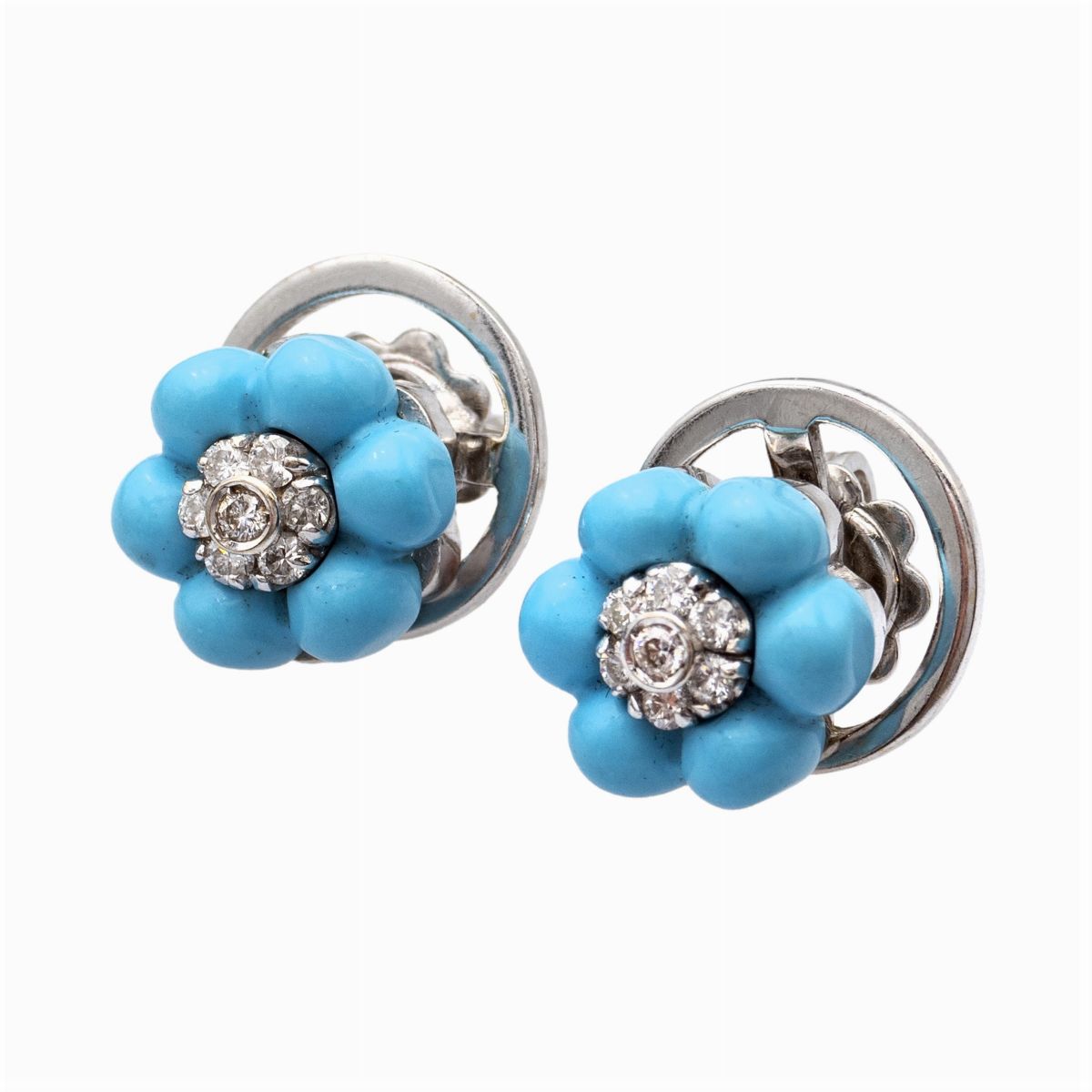 Parure En Tremblant in Oro Bianco 18kt Turchesi e Diamanti