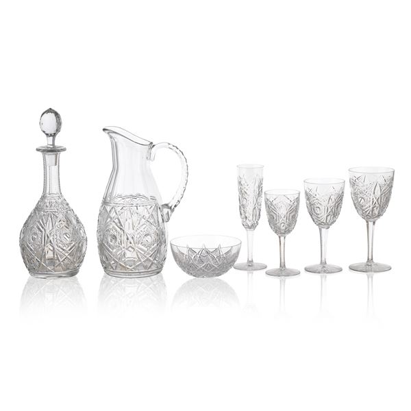 Baccarat, set of transparent crystal glasses (62)  (France, 20th century)  - Auction FINE SILVER AND ART OF THE TABLE - Colasanti Casa d'Aste