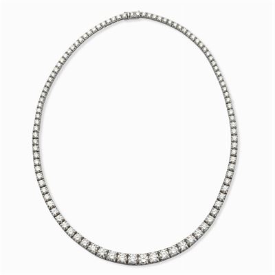 Collier Rivière in Oro Bianco 18 Kt e Diamanti Ct 20