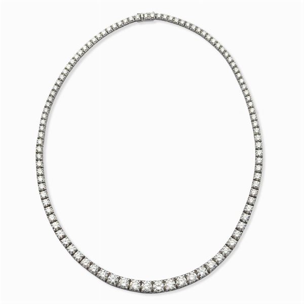 Collier rivière in oro bianco 18 kt e diamanti ct 20