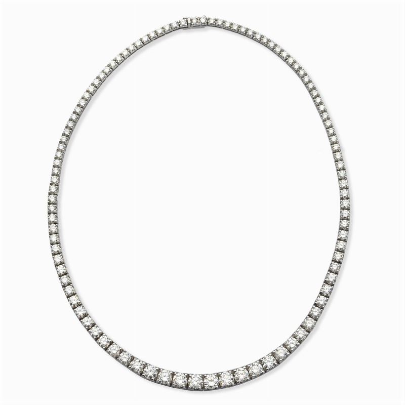 Collier Rivière in Oro Bianco 18 Kt e Diamanti Ct 20