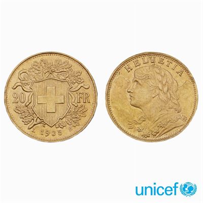 5 Marenghi Oro "helvetia" 20 Franchi