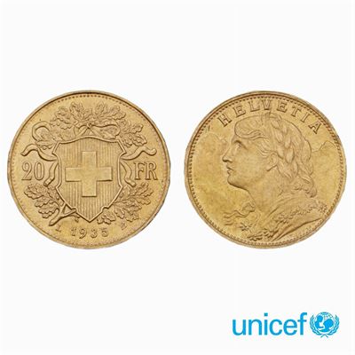 5 Marenghi in Oro "helvetia" 20 Franchi