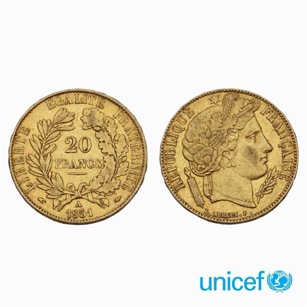 4 Marenghi francesi 20 Franchi  (Repubblica francese 1850 (2) - 1851 (2))  - Asta MONETE E MEDAGLIE  ASTA A TEMPO ONLINE - Colasanti Casa d'Aste