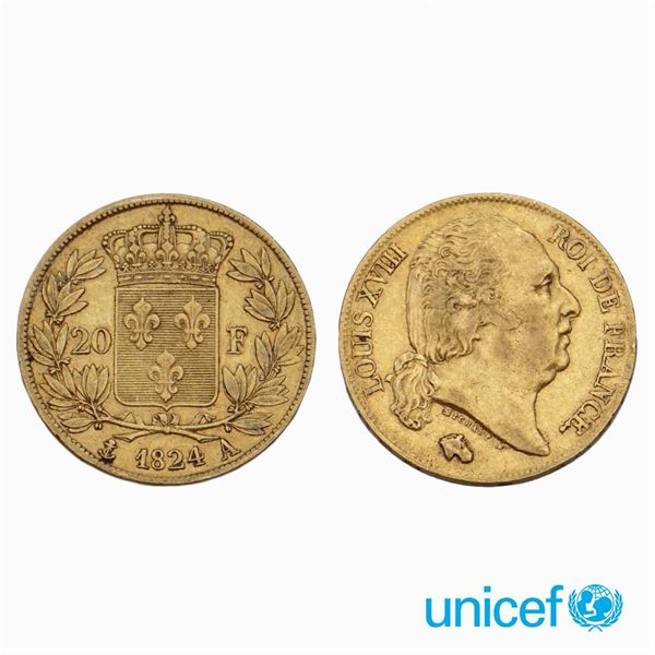 3 French Marenghi 20 Francs Louis XVIII