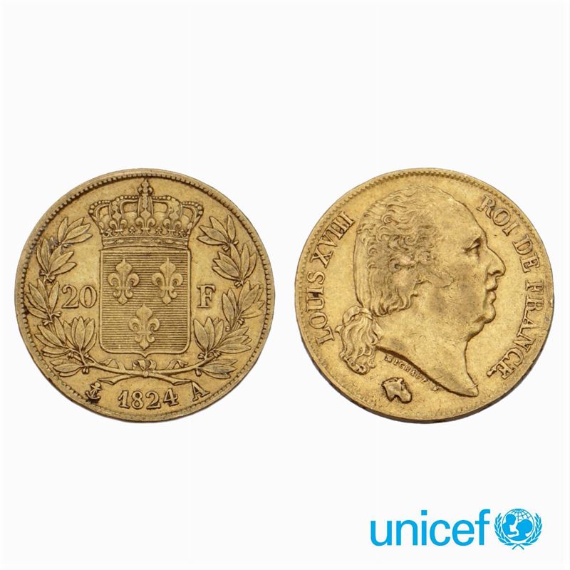 3 Marenghi Francesi 20 Franchi Luigi XVIII