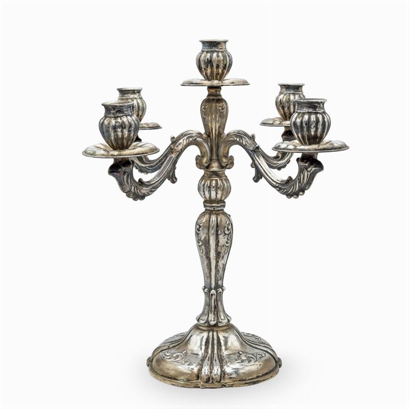 Candelabro in Argento a Cinque Fiamme