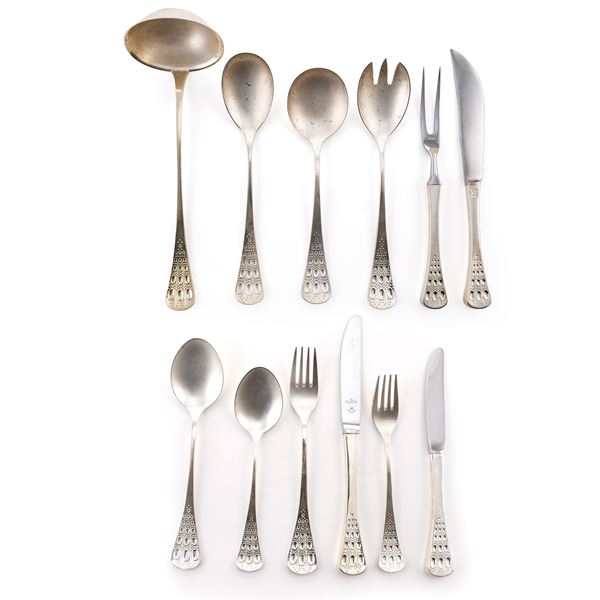 Bjørn Wiinblad, prod. Rosenthal Line, silver flatware service (90)  (Germany, 20th century)  - Auction FINE SILVER AND ART OF THE TABLE - Colasanti Casa d'Aste