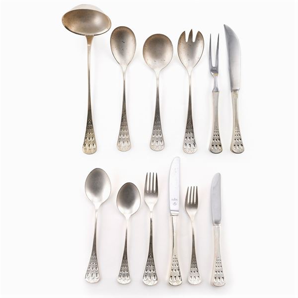Bjørn Wiinblad, prod. Rosenthal Line, silver flatware service (90)