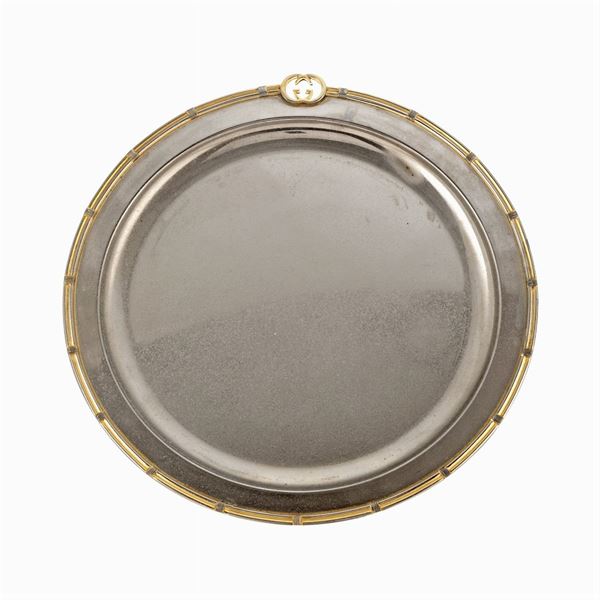 Gucci, vassoio vintage in metallo argentato