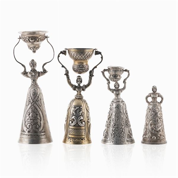 Gruppo di coppe dell'amore in argento (4)  (Germania, XIX-XX Sec.)  - Asta ARGENTI E ARTE DELLA TAVOLA - Colasanti Casa d'Aste