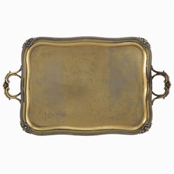 Large Gilded Old Sheffield rectangular tray  (England, 20th century)  - Auction FINE SILVER AND ART OF THE TABLE - Colasanti Casa d'Aste