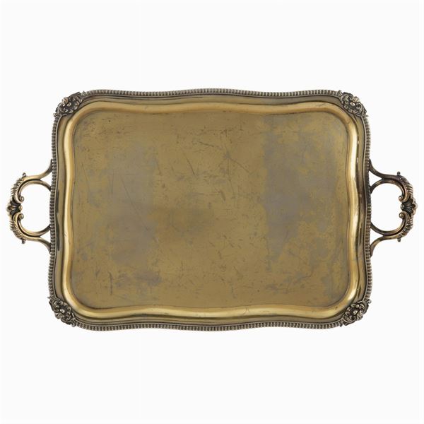 Large Gilded Old Sheffield rectangular tray