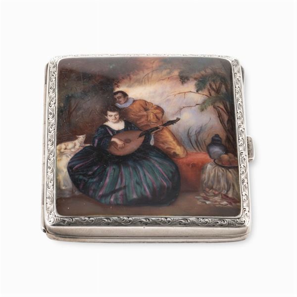 Silver and polychrome enamel snuffbox