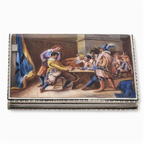 Silver and polychrome enamel snuff box  (Austria, early 20th century)  - Auction FINE SILVER AND ART OF THE TABLE - Colasanti Casa d'Aste