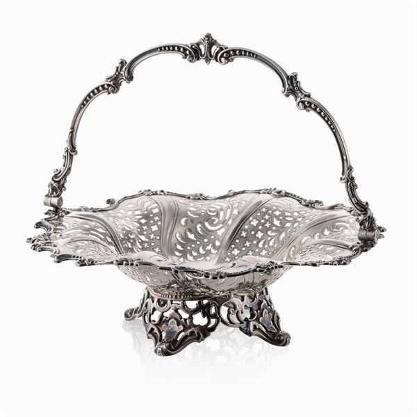 Silver basket with handle  (Sheffield, 1845)  - Auction FINE SILVER AND ART OF THE TABLE - Colasanti Casa d'Aste