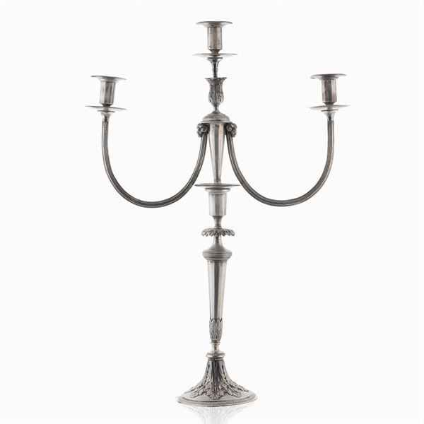 Three-light silver candelabra  (Germany, early 19th century)  - Auction FINE SILVER AND ART OF THE TABLE - Colasanti Casa d'Aste