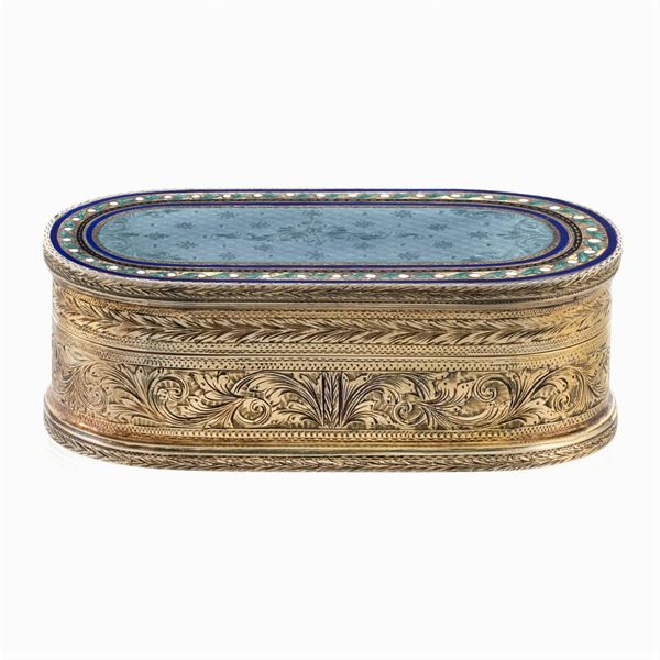 Gilded silver and polychrome enamel box