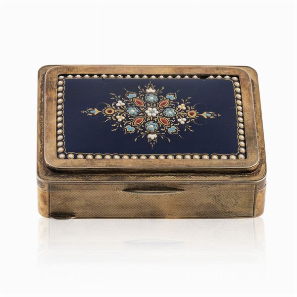 Gilded silver and polychrome enamel box