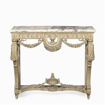 Console in Legno Laccato ed Intagliato