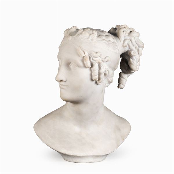 Busto in marmo bianco statuario  (Italia, inizio XX Sec.)  - Asta Dipinti Antichi, Arredi, Sculture e Oggetti d'Arte - Colasanti Casa d'Aste