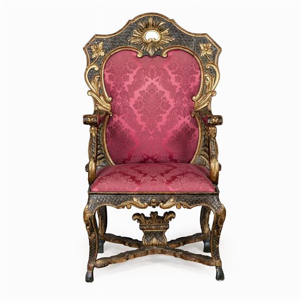 Wood armchair  (Italy, 18th-19th  century)  - Auction Old Master Paintings, Furniture, Sculpture and  Works of Art - Colasanti Casa d'Aste