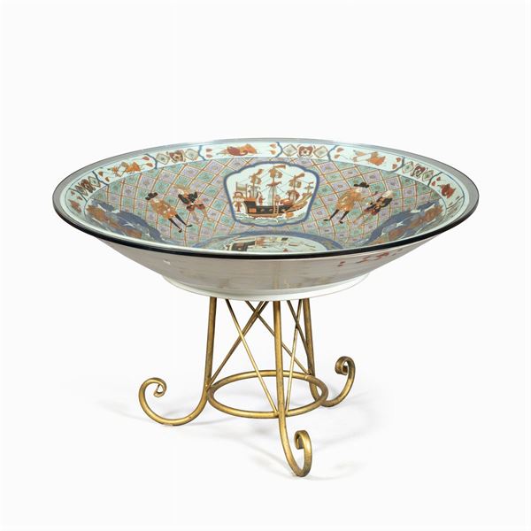 Polychrome porcelain basin