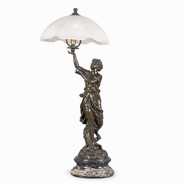 Charles Octave Lévy after, lampada da tavolo in bronzo